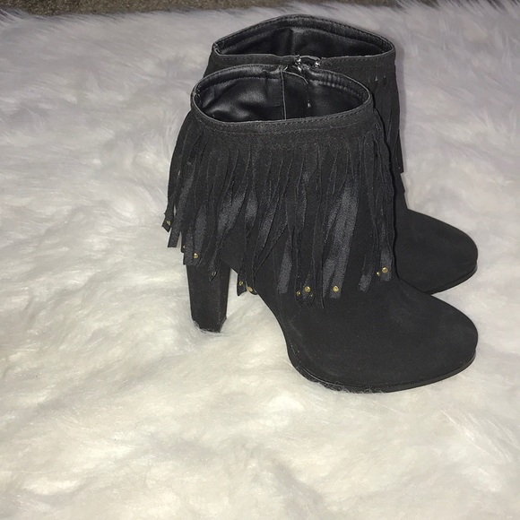 Forever 21 Black Fringe Ankle Boots - Picture 2 of 5